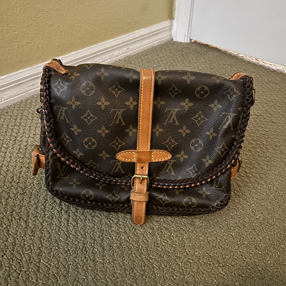 Vintage Boho Bag, LV monogram pattern. Recycled Louis Vuitton.